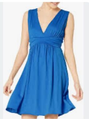 Calvin Klein Sleeveless V-Neck Blue Flare Dress. Size 12.